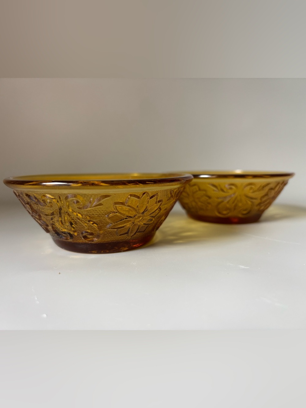 Vintage Amber Tiara Small Fruit or Dessert Bowl, Sandwich Patter - Set of 2
